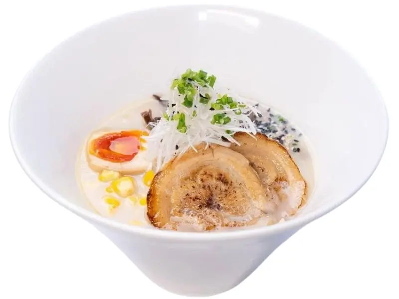 Creamy tonkotsu ramen with chashu, ajitama egg, corn, and scallions at Yumi's kitchen, a Asian Restaurant in Albuquerque